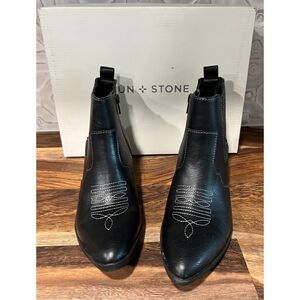 Sun & Stone Womens GranGerr Black Ankle Boots Size 5.5